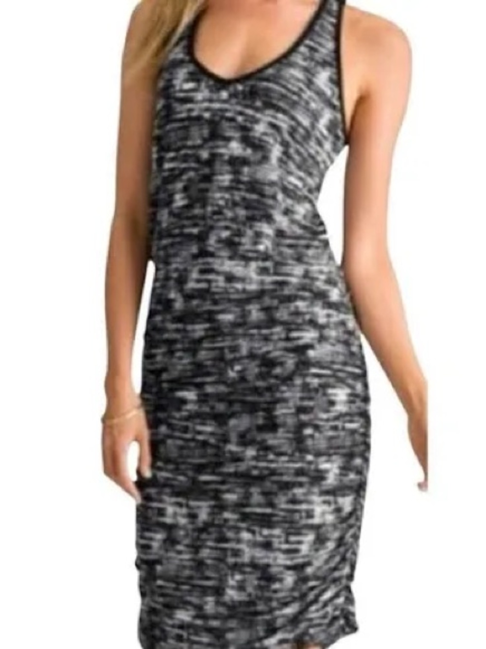 Athleta Black and Gray Space-Dye Midi Dress (NWT)